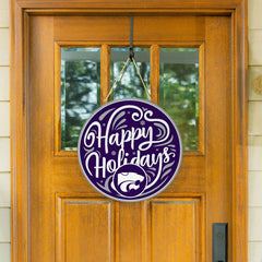 Kansas State University Holiday Round Door Décor with Hanging Rope, 18 - Collegiate Home