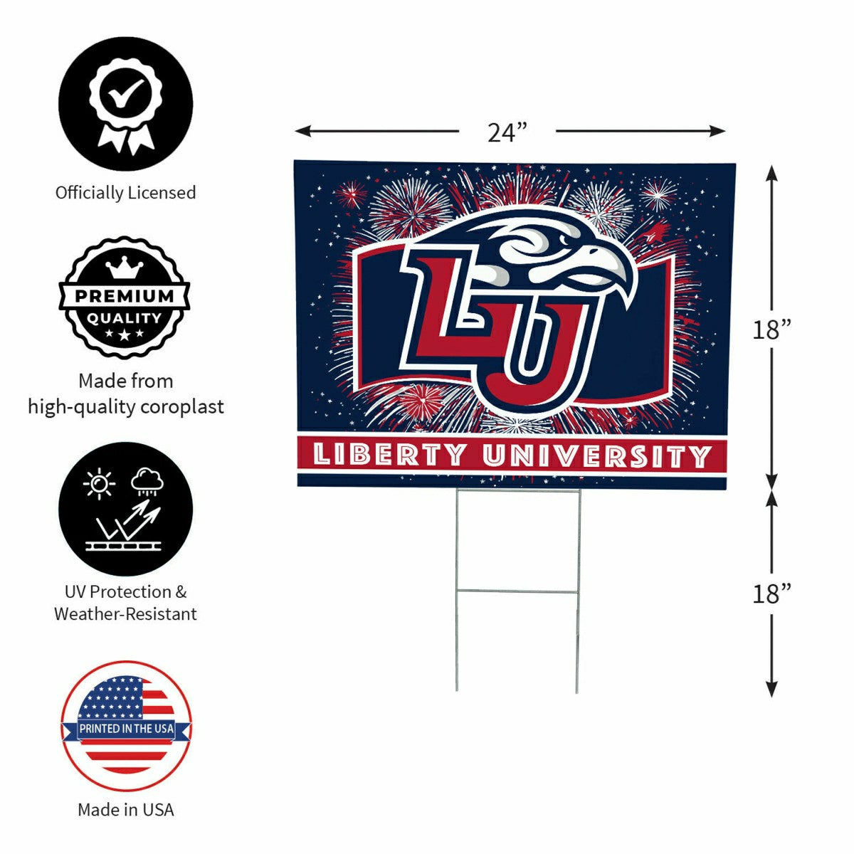 Liberty University Yard Sign, Patriotic - Collegiate Home