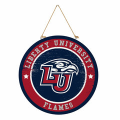 Liberty University Round Door Décor with Hanging Rope, 18x18 - Collegiate Home