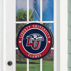 Liberty University Round Door Décor with Hanging Rope, 18x18 - Collegiate Home