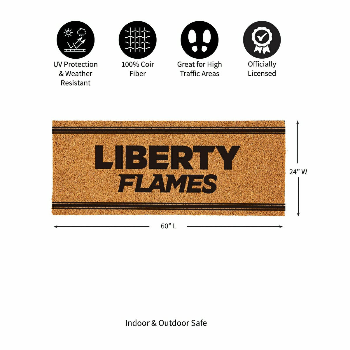 Liberty University Extra Large One Color Coir Mat, 60"x24" - Collegiate