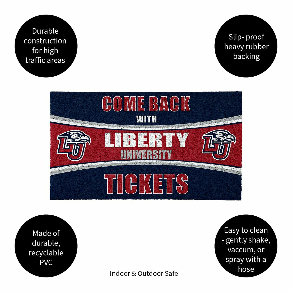 28" x 16" PVC Trapper Mat, Come Back with Tickets, Liberty University - Collegiate