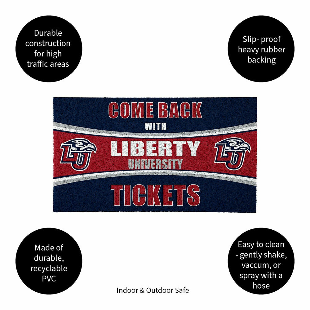 28" x 16" PVC Trapper Mat, Come Back with Tickets, Liberty University - Collegiate
