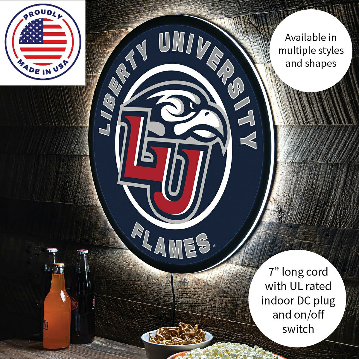 LED Wall Decor, Round, Liberty University - Collegiate Home