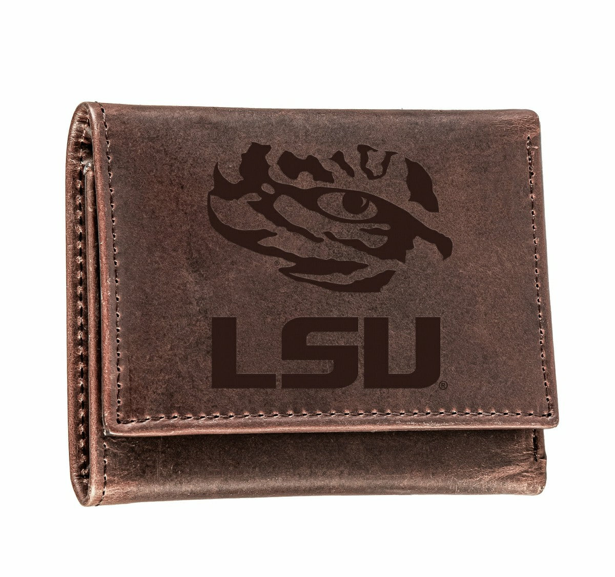 LSU, Tri-Fold Wallet, Brown, CH, 100% Genuine Leather - Collegiate Home
