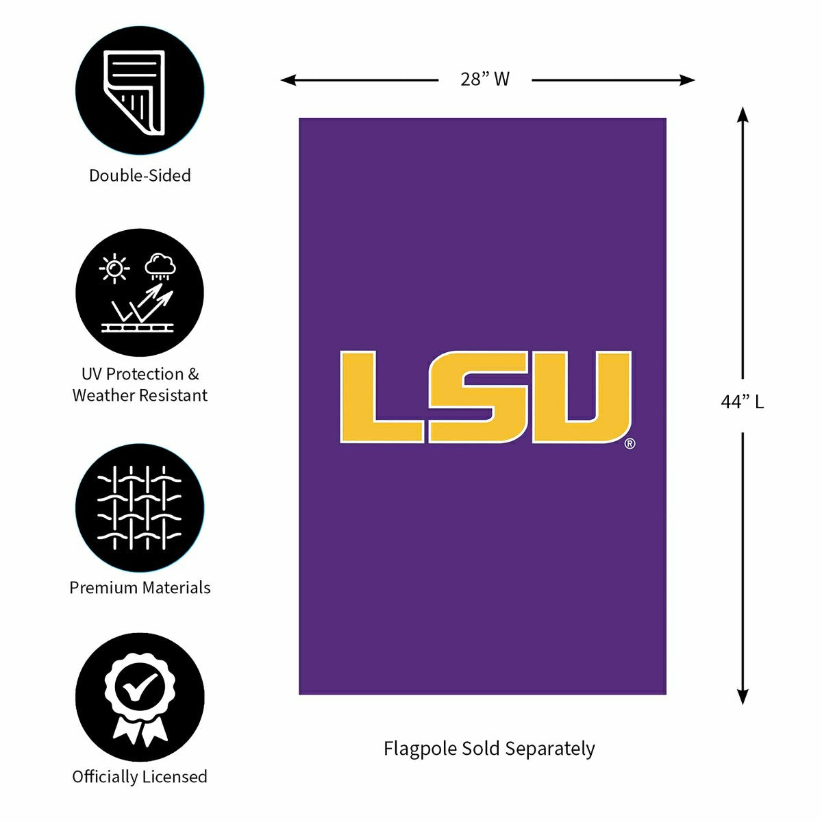Louisiana State University Applique House Flag - Collegiate Home