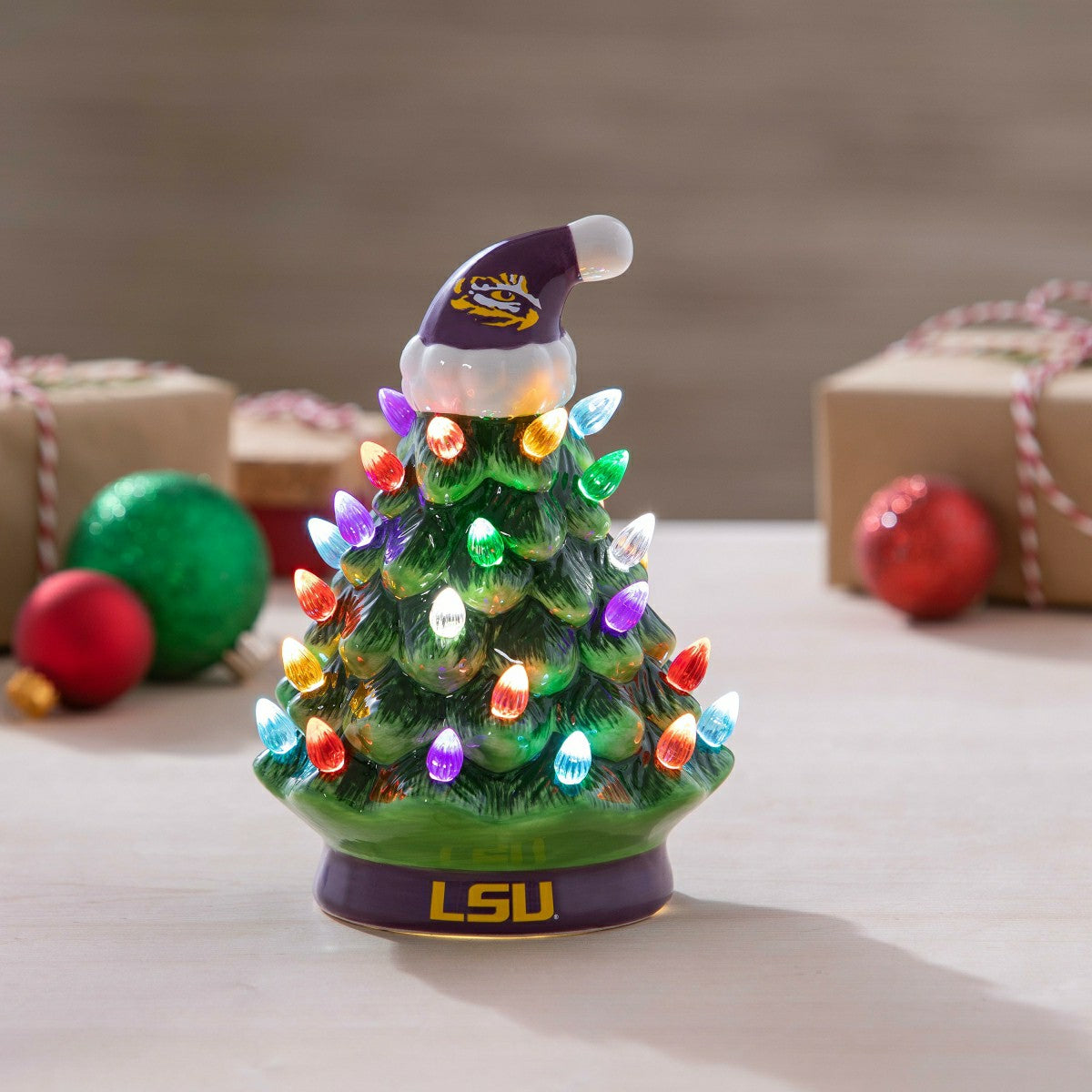 8" LED Ceramic Christmas Tree, Louisiana State University - Collegiate Home