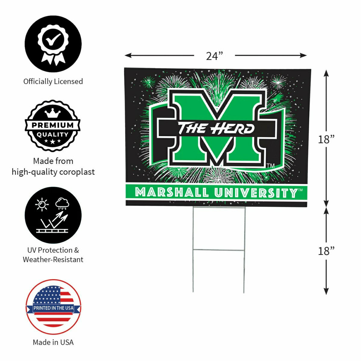 Marshall University Yard Sign, Patriotic - Collegiate Home