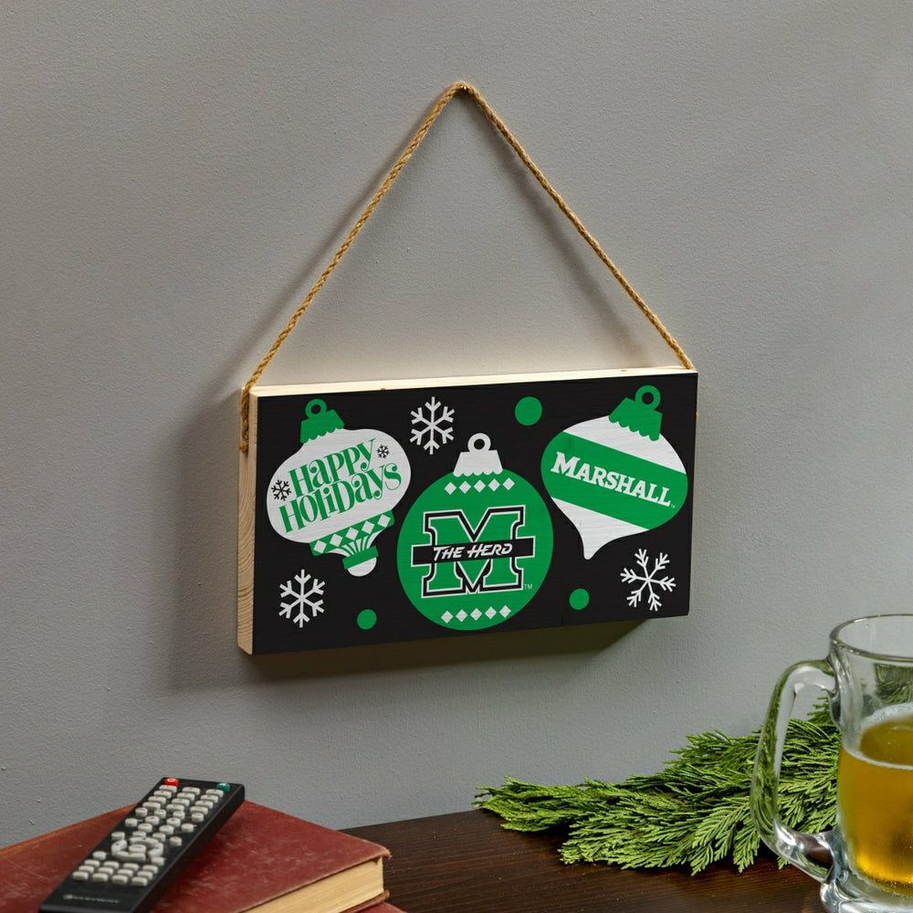 Marshall University Holiday Wood Wall Sign, 6x11 - Collegiate Home