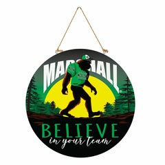 Marshall University Bigfoot Round Door Décor with Hanging Rope, 18x18 - Collegiate Home