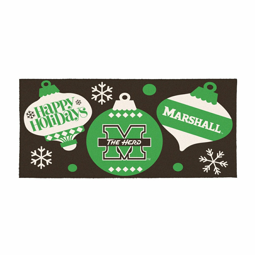 Marshall University Holiday Flocked Coir Sassafras Switch Mat, 22"x10" - Collegiate