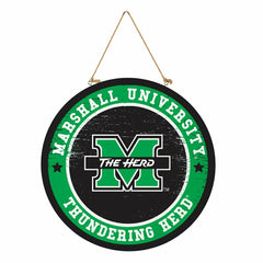 Marshall University Round Door Décor with Hanging Rope, 18x18 - Collegiate Home