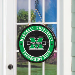Marshall University Round Door Décor with Hanging Rope, 18x18 - Collegiate Home