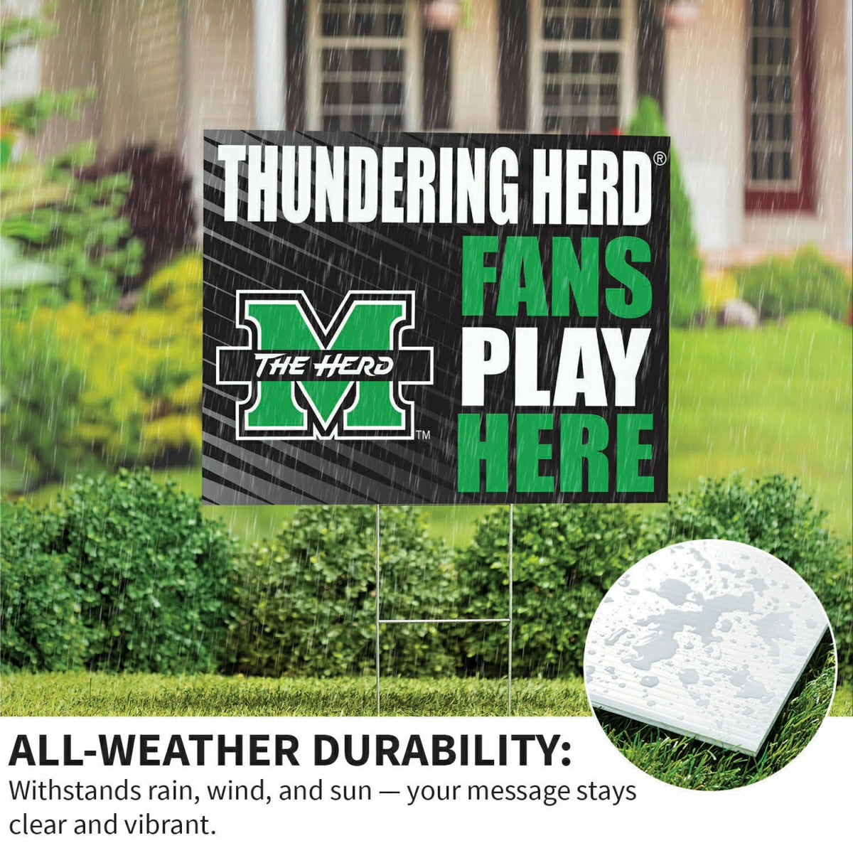 Marshall University Coroplast Yard Sign "Fans Play Here" - Collegiate Home