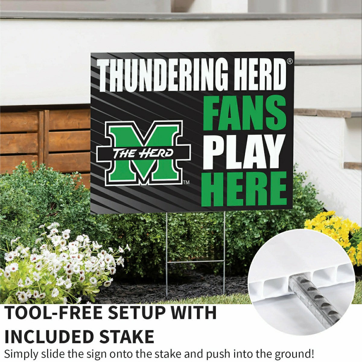 Marshall University Coroplast Yard Sign "Fans Play Here" - Collegiate Home