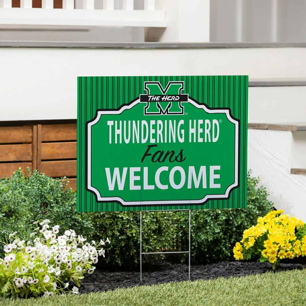 Marshall University Coroplast Yard Sign, "Fans Welcome" - Collegiate Home