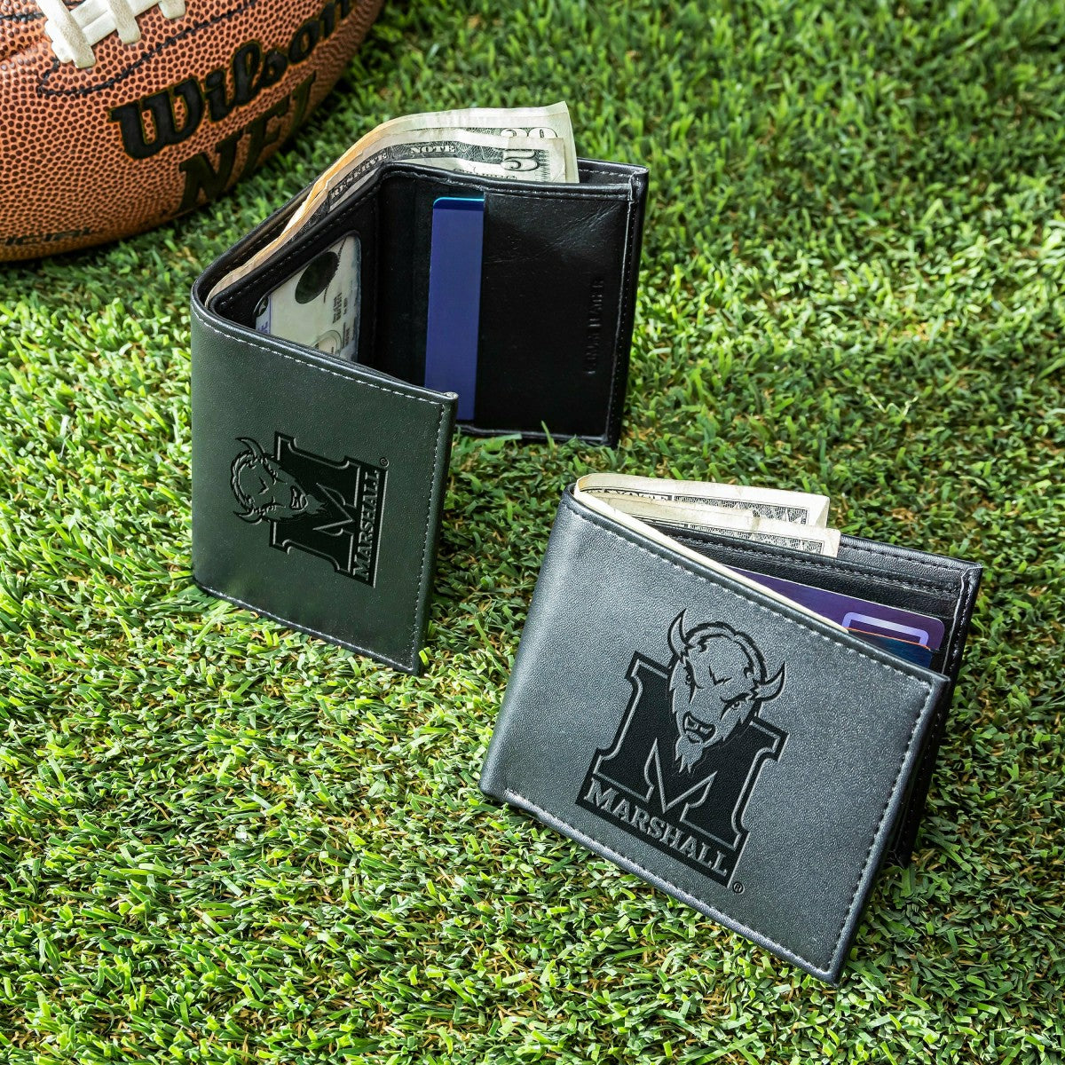 Marshall University, Bi-Fold and Tri-Fold Wallet Gift Set, Black - Collegiate Home