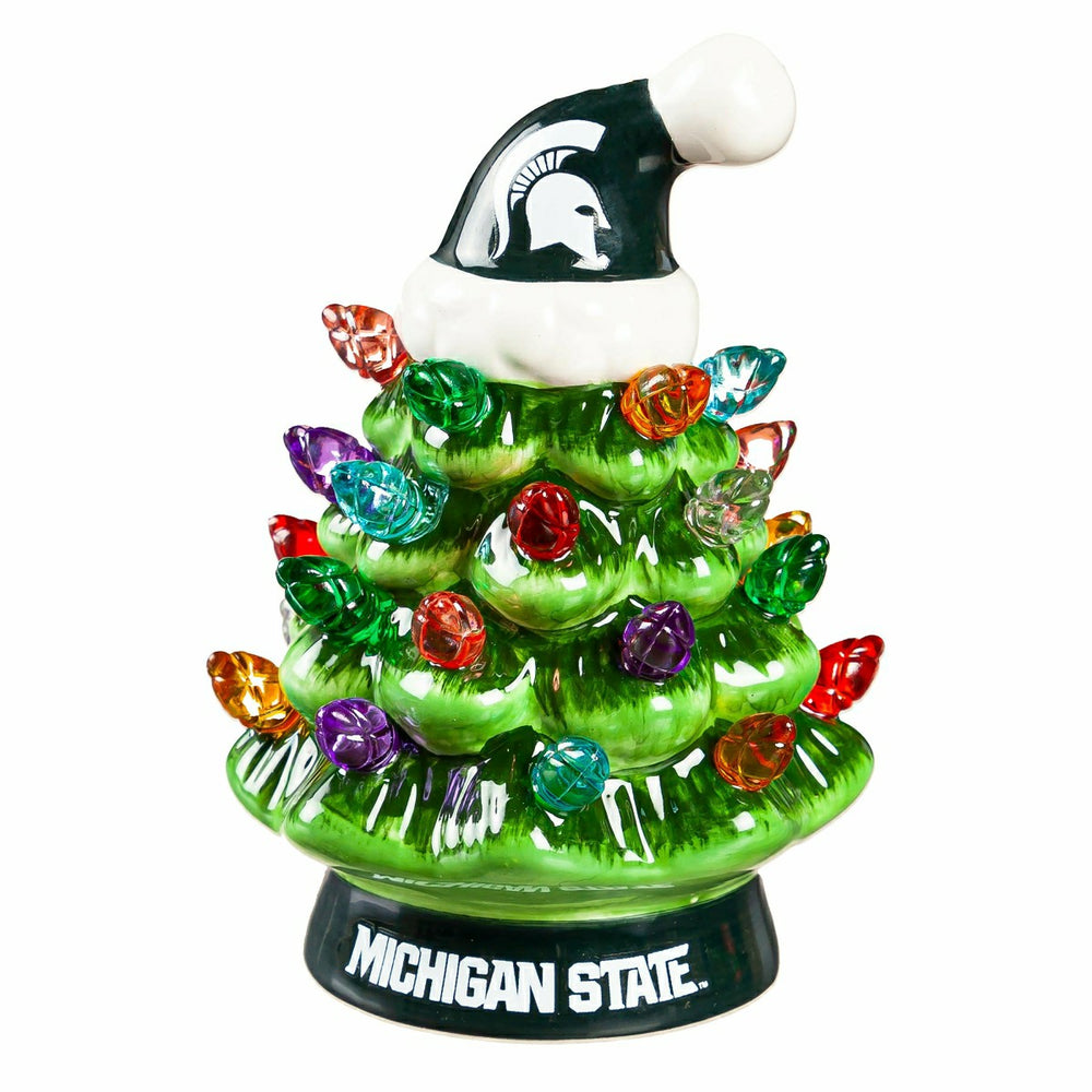 4" Mini LED Tabletop Christmas Tree, Set of 2, Michigan State Universi - Collegiate Home