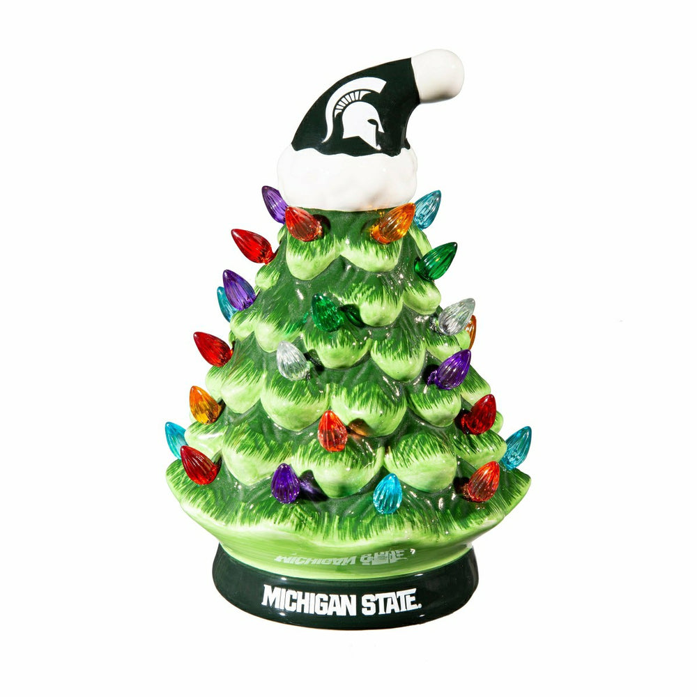 8" LED Ceramic Christmas Tree, Michigan State University - Collegiate Home