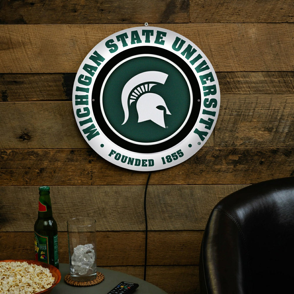 Michigan State University, Metal Lite, Round - Collegiate