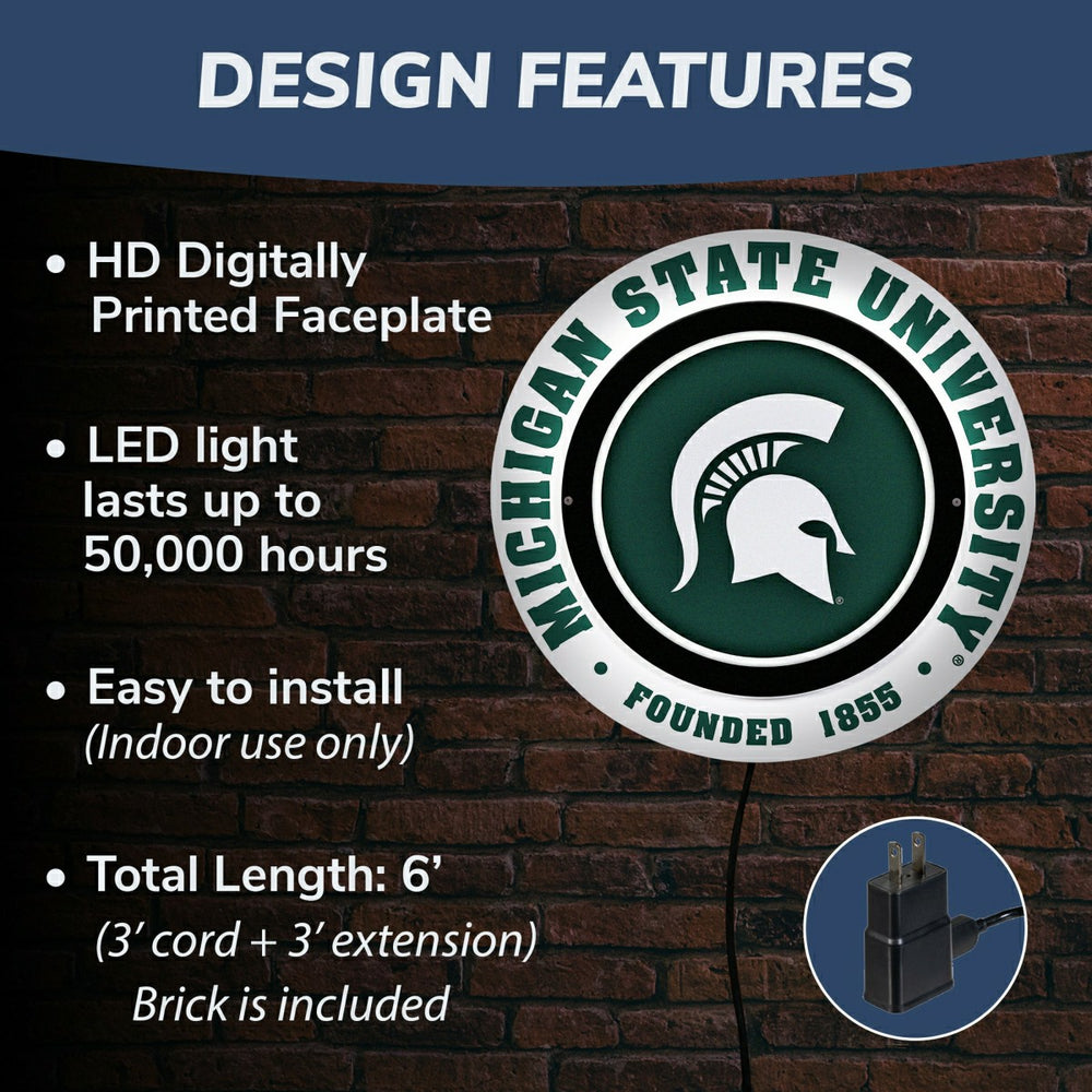Michigan State University, Metal Lite, Round - Collegiate
