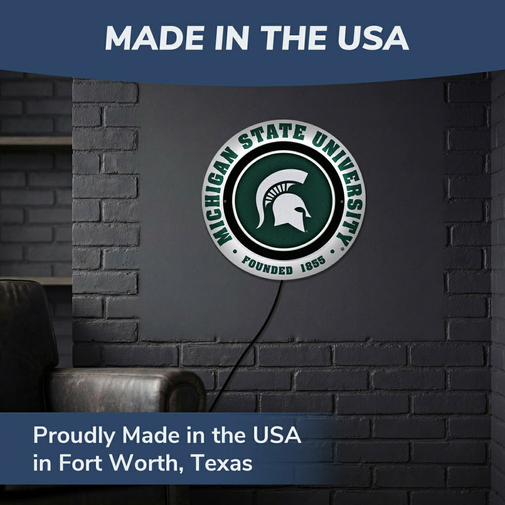 Michigan State University, Metal Lite, Round - Collegiate