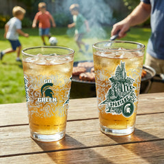 Michigan State University 16oz Glass pint, Set of 2 - Collegiate Home