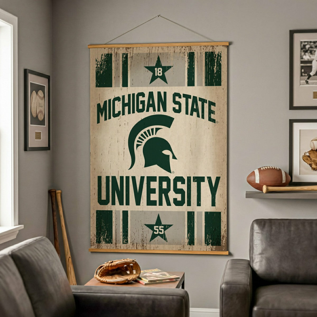 Michigan State University, Canvas Wall Tapestry, Large, 54x36 - Collegiate Home