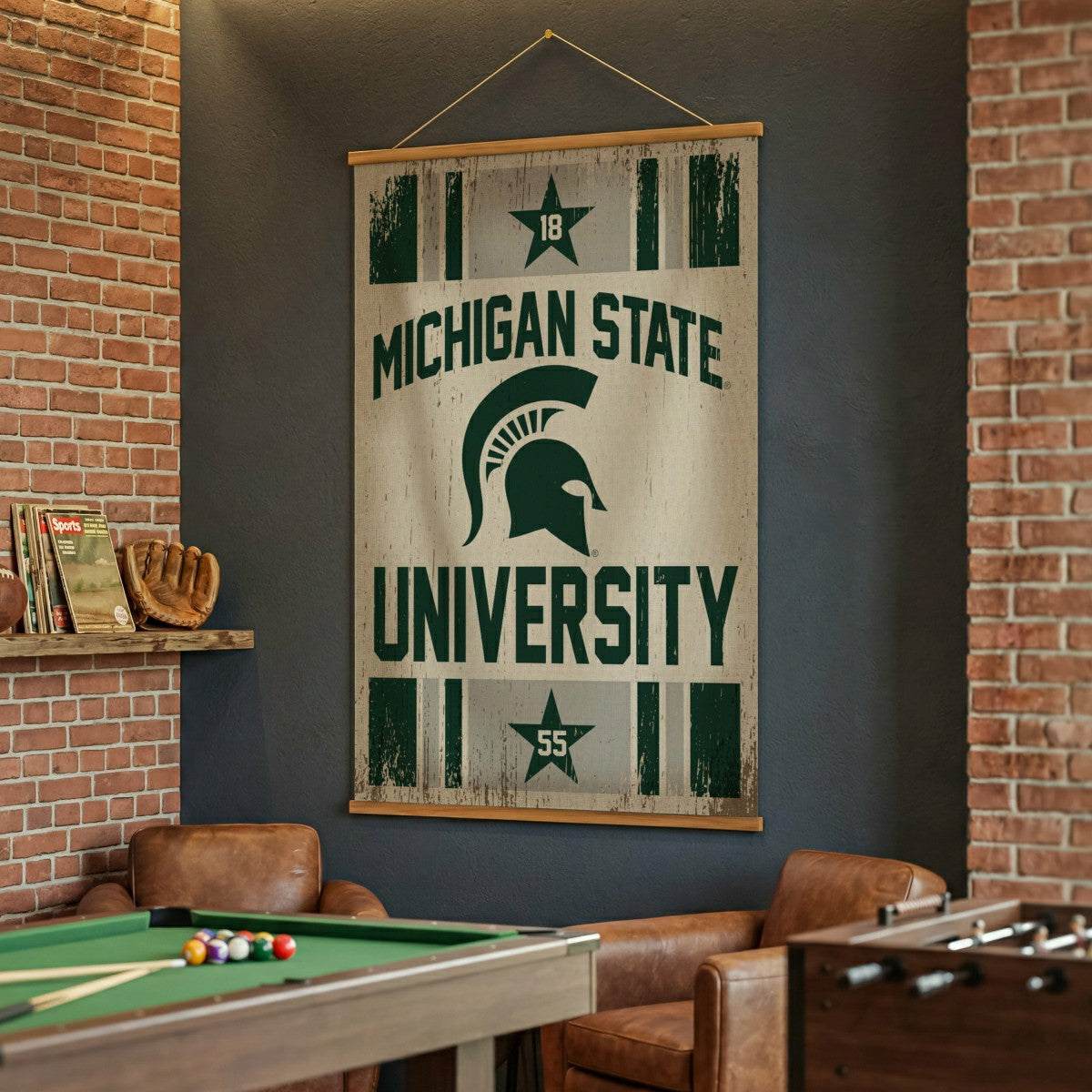 Michigan State University, Canvas Wall Tapestry, Large, 54x36 - Collegiate Home