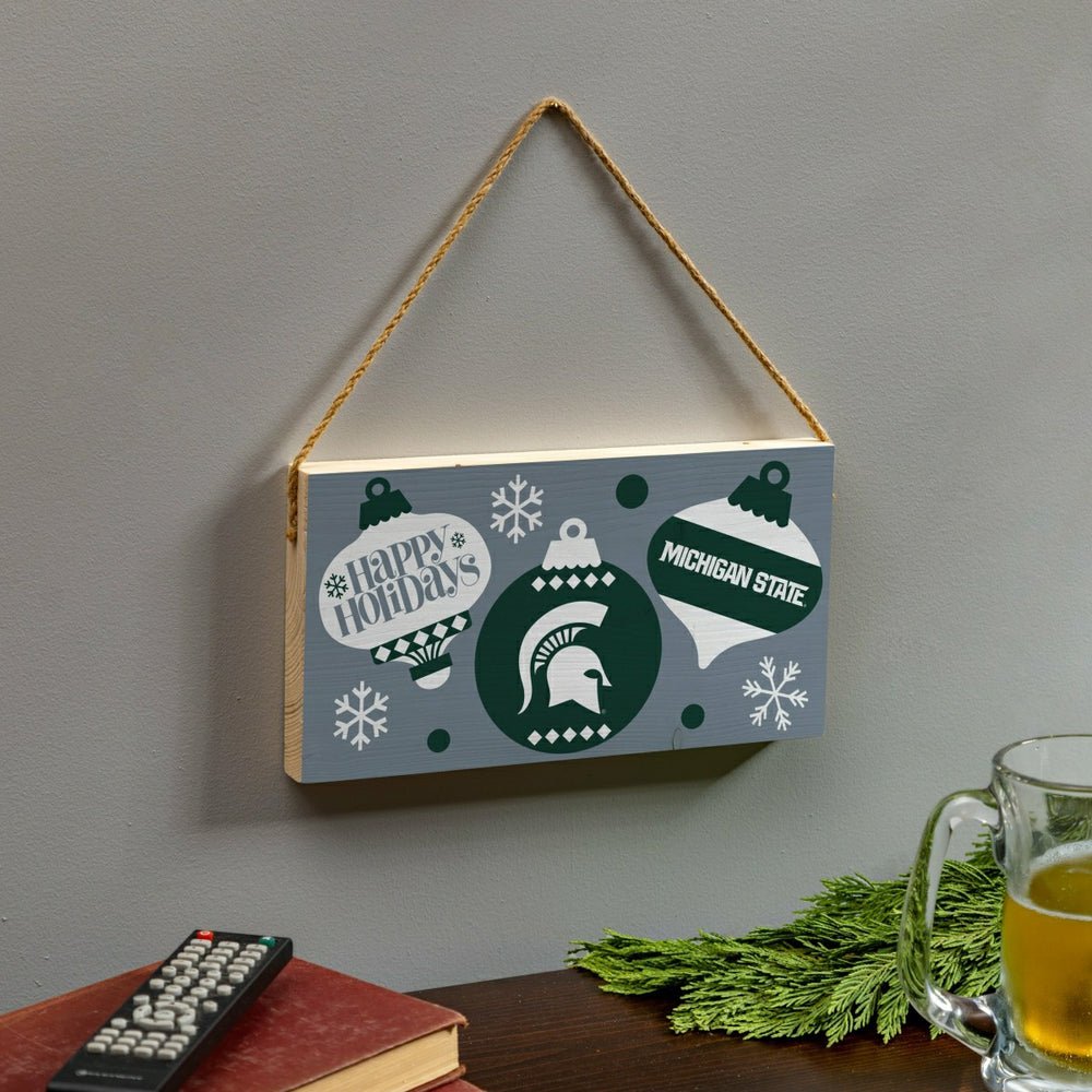 Michigan State University Holiday Wood Wall Sign, 6x11 - Collegiate Home