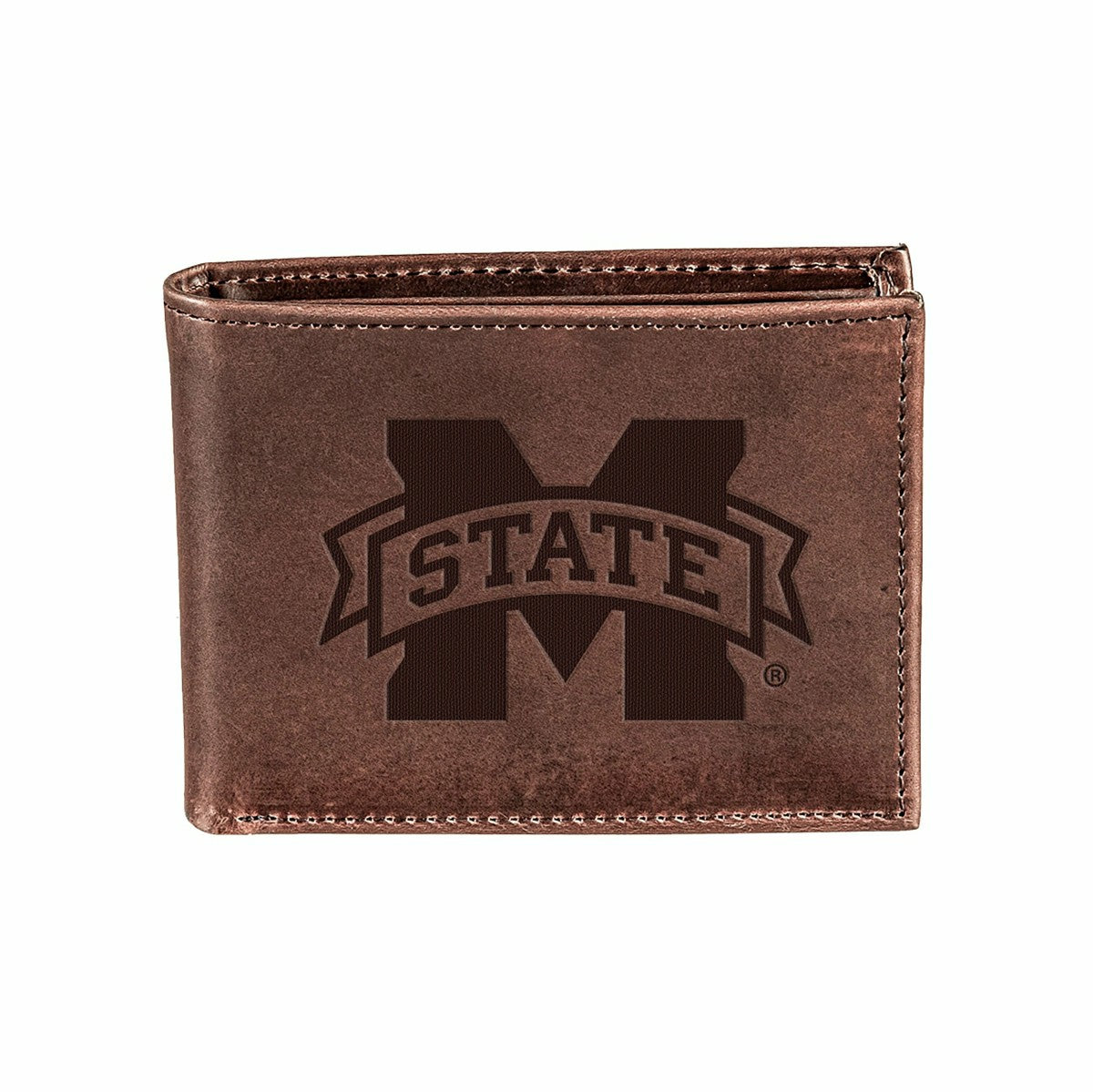 Mississippi State, Bi-Fold Wallet, Brown, CH, 100% Genuine Leather - Collegiate Home