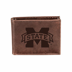 Mississippi State, Bi-Fold Wallet, Brown, CH, 100% Genuine Leather - Collegiate Home