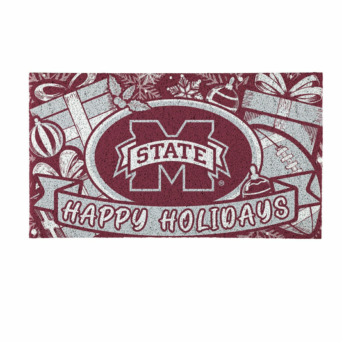 Mississippi State University Holiday PVC Mat, 28"x16" - Collegiate