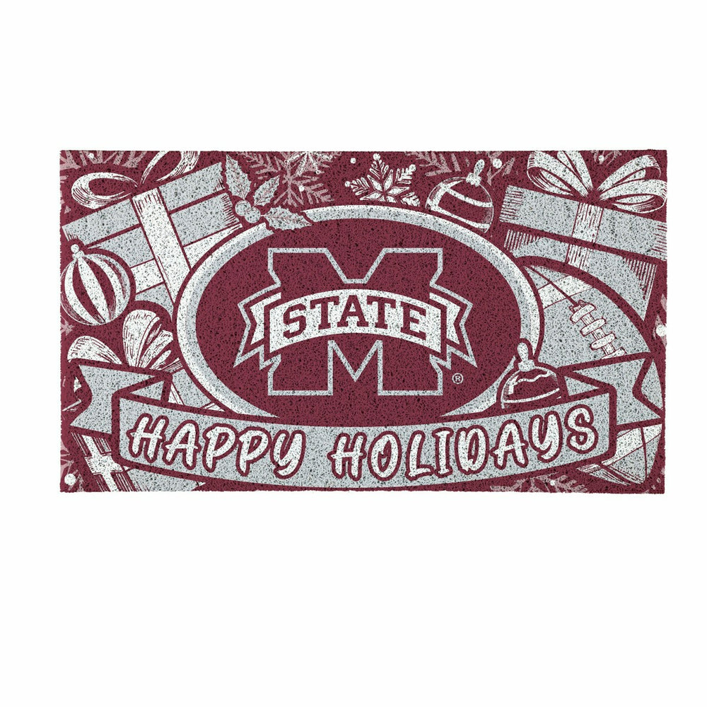 Mississippi State University Holiday PVC Mat, 28"x16" - Collegiate