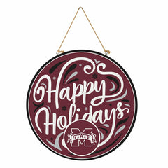 Mississippi State University Holiday Round Door Décor with Hanging Rop - Collegiate Home