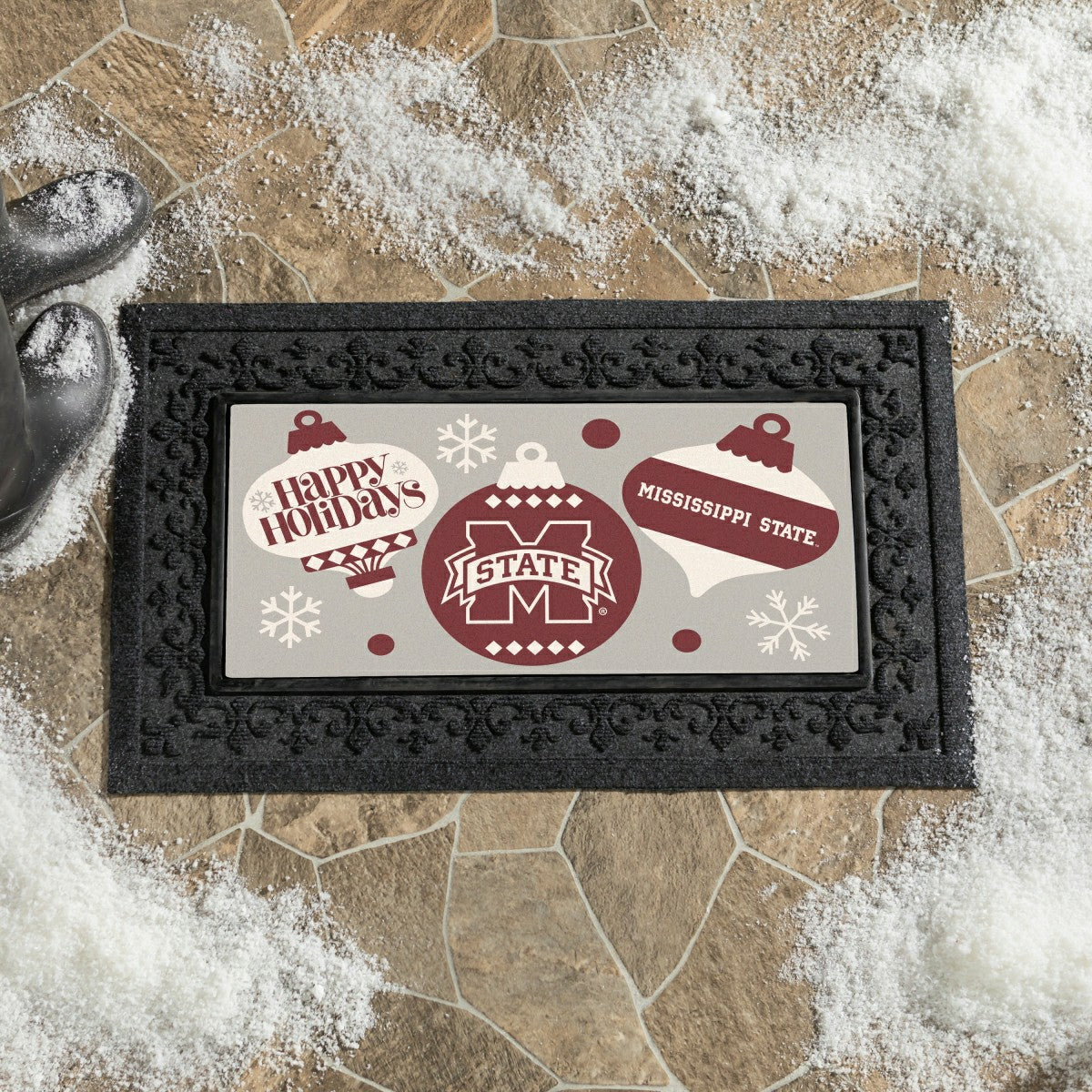 Mississippi State University Holiday Flocked Coir Sassafras Switch Mat - Collegiate