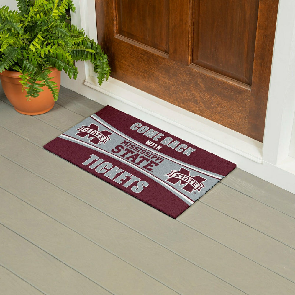 28" x 16" PVC Trapper Mat, Come Back with Tickets, Mississippi State U - Collegiate