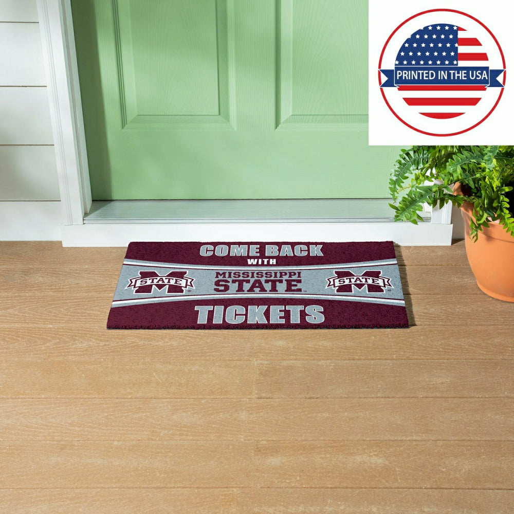 28" x 16" PVC Trapper Mat, Come Back with Tickets, Mississippi State U - Collegiate