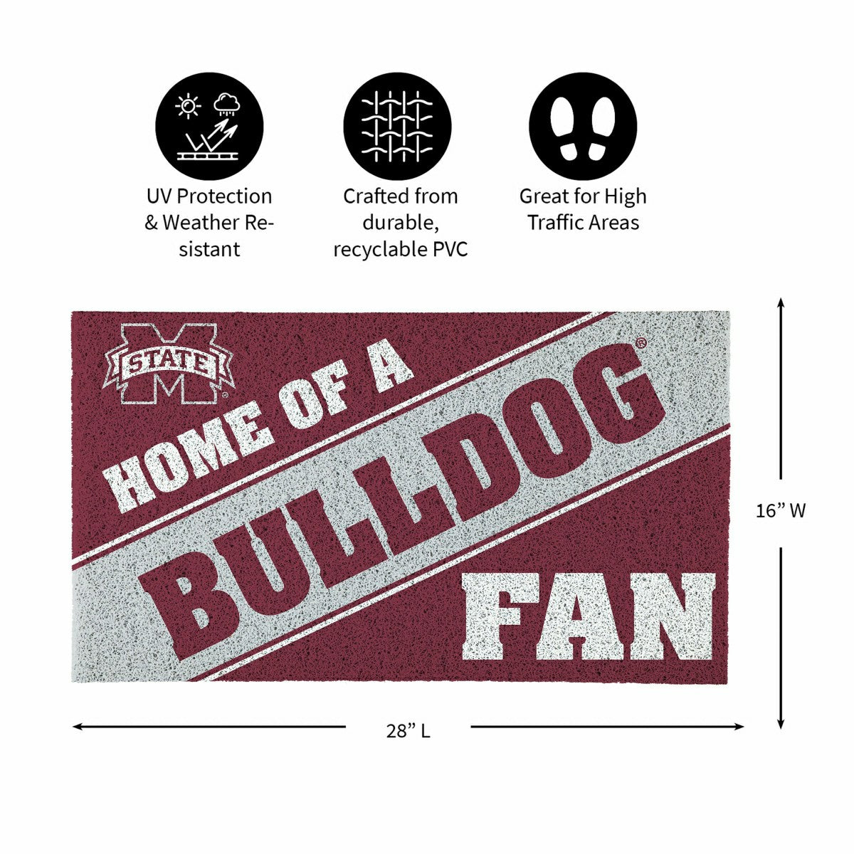 Mississippi State University, PVC Mat COLOR, Home of a Fan - Collegiate