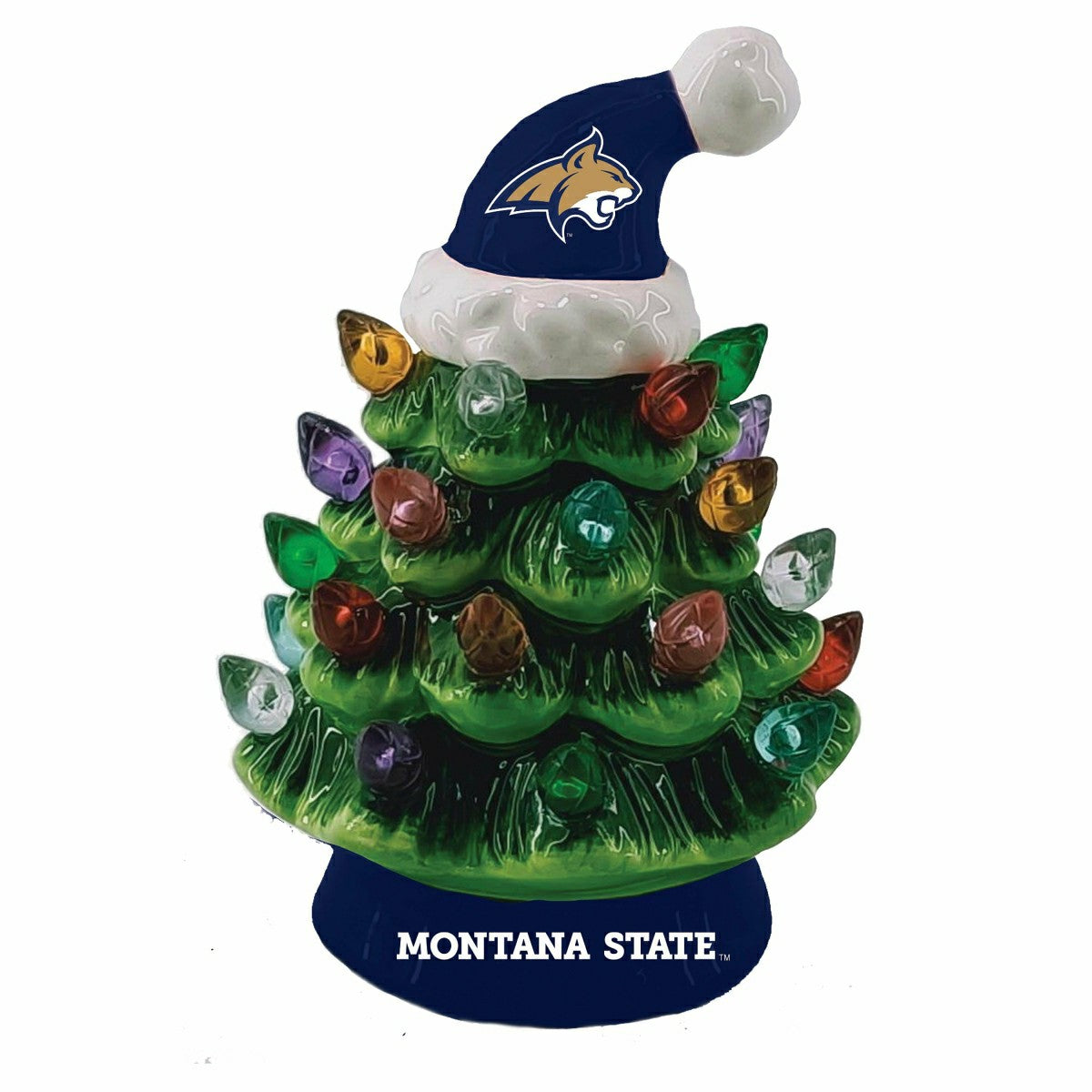 4" Mini LED Tabletop Christmas Tree, Set of 2, Montana State Universit - Collegiate Home