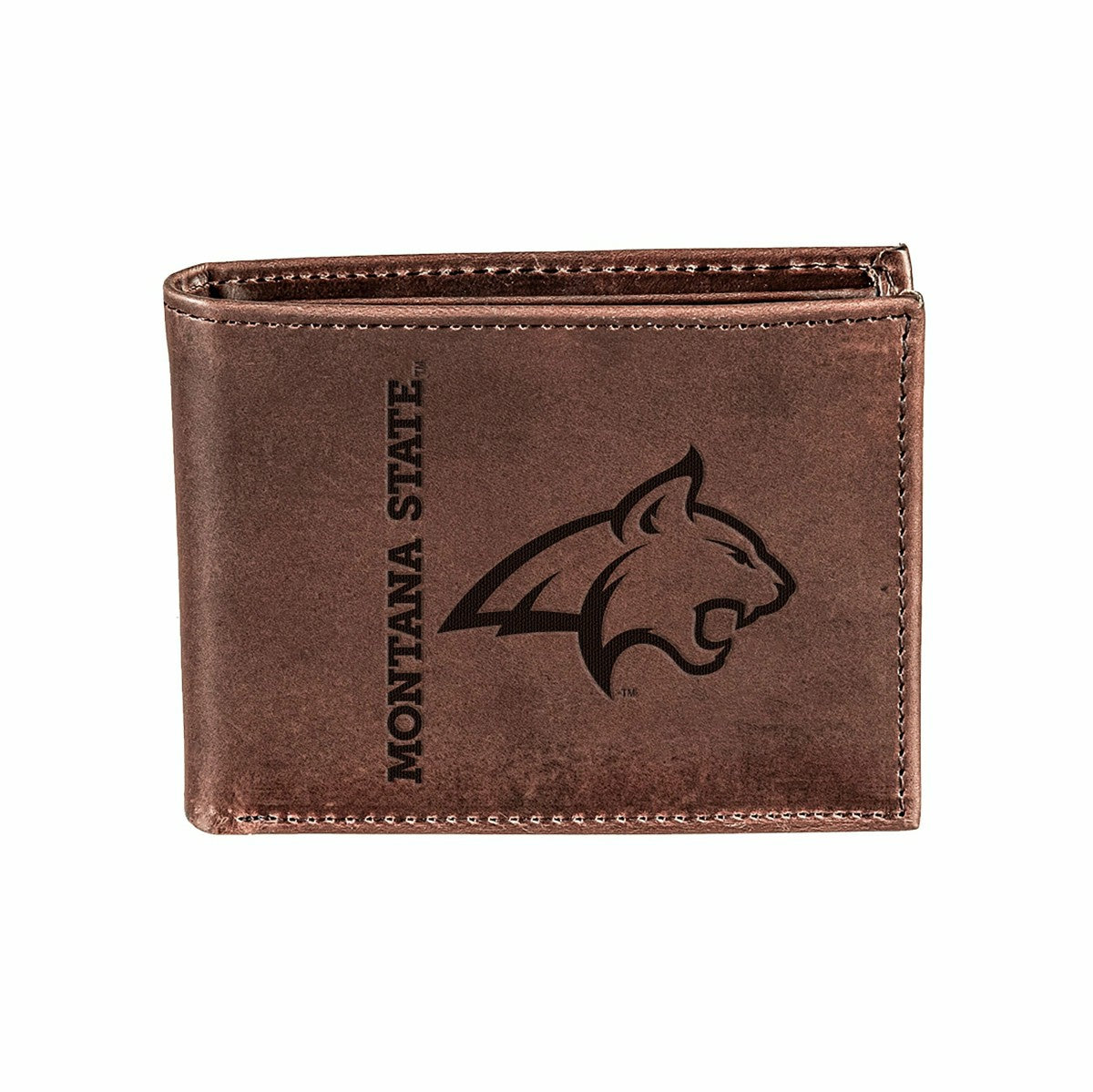 Montana State University, Bi-Fold Wallet, Brown, CH, 100% Genuine Leat - Collegiate Home