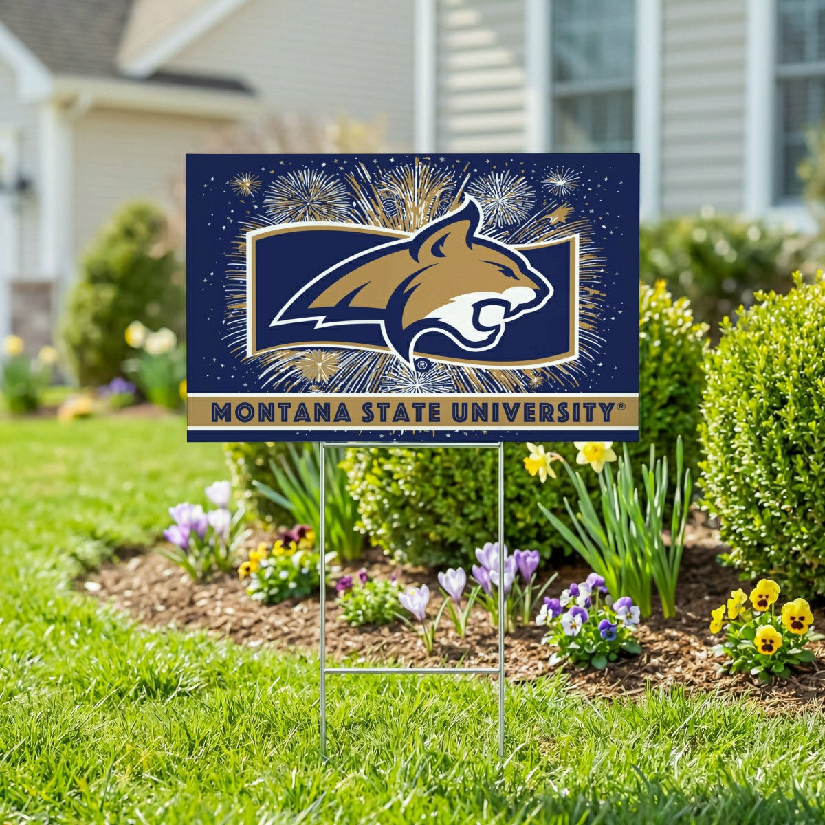Montana State University Yard Sign, Patriotic - Collegiate Home