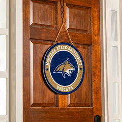 Montana State University Round Door Décor with Hanging Rope, 18x18 - Collegiate Home