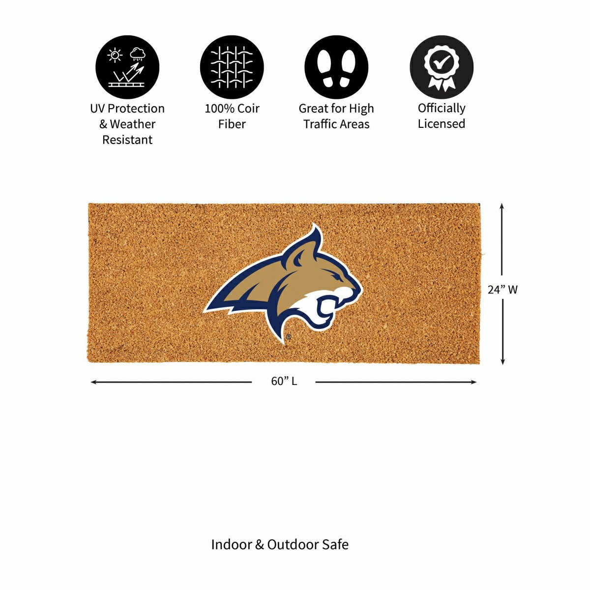 Montana State University Extra Large Full Color Coir Mat, 60"x24" - Collegiate