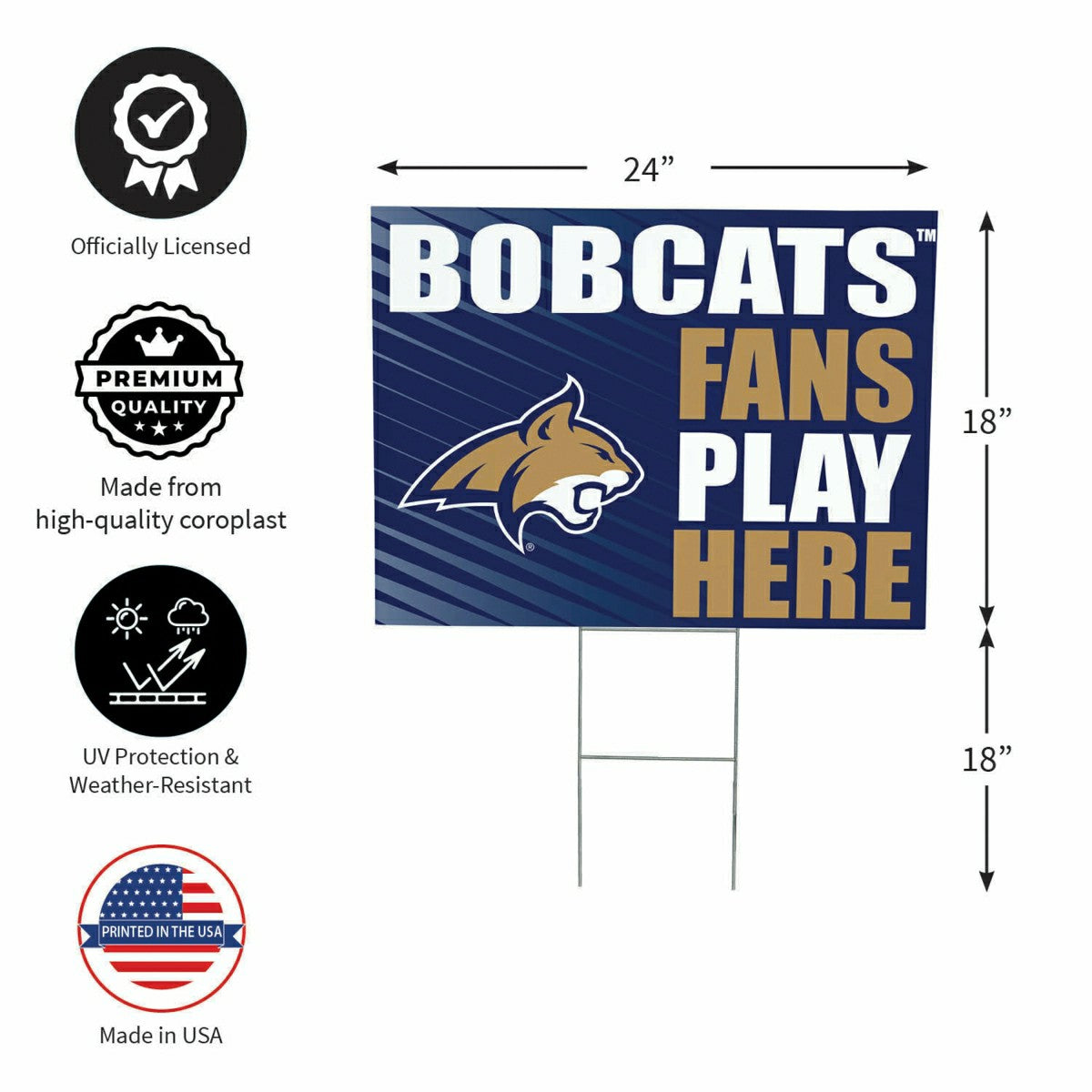 Montana State University Coroplast Yard Sign "Fans Play Here" - Collegiate Home