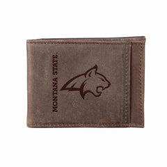 Front Pocket Wallet w/ RFID Blocking, Montana State University, Brown - Collegiate Home