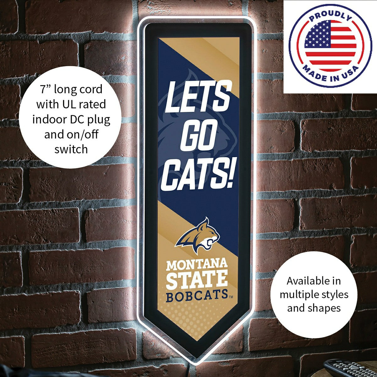 LED Wall Decor, Pennant, Montana State University - Collegiate Home