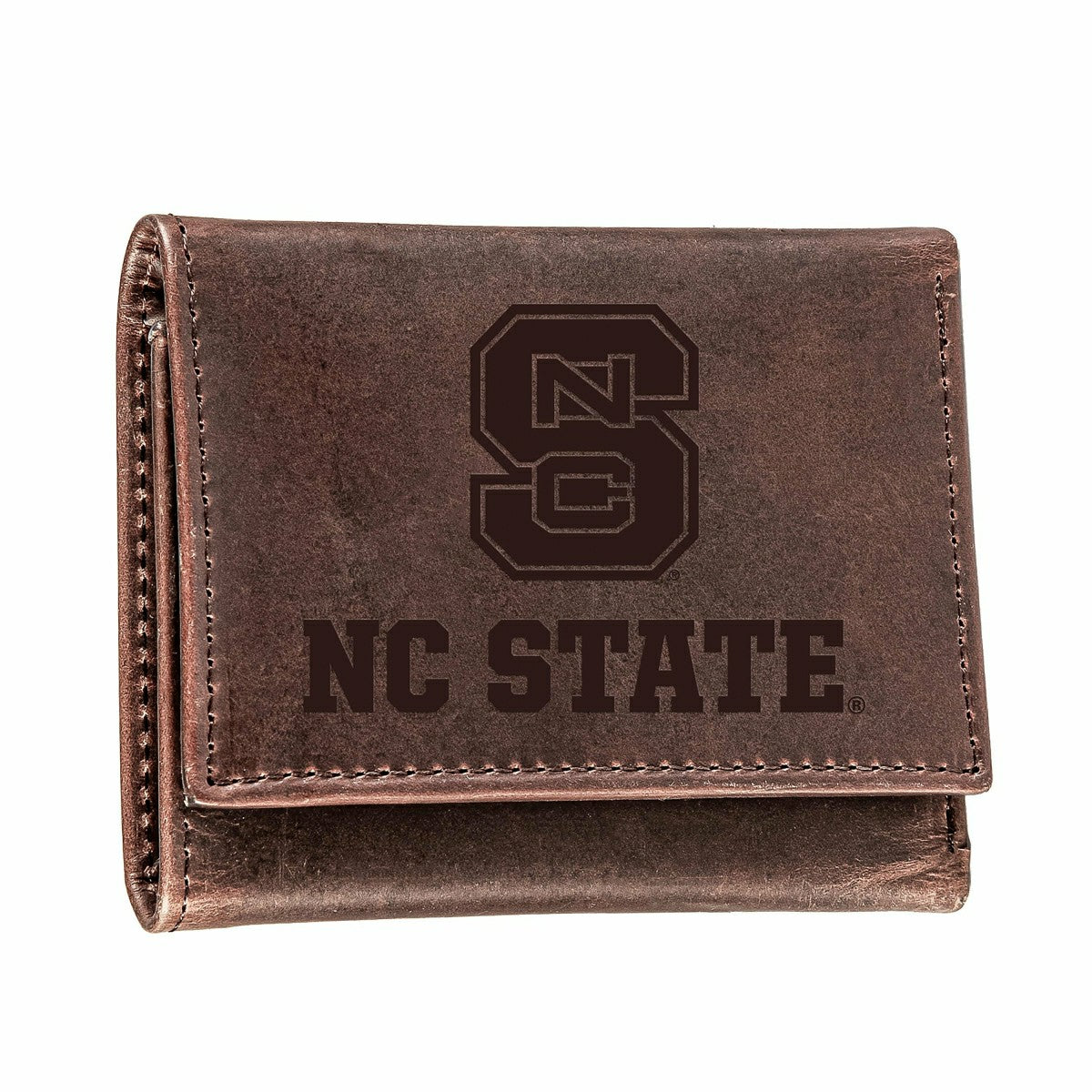 North Carolina State University, Tri-Fold Wallet, Brown, CH, 100% Genu - Collegiate Home