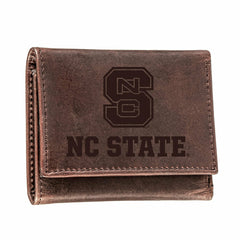 North Carolina State University, Tri-Fold Wallet, Brown, CH, 100% Genu - Collegiate Home