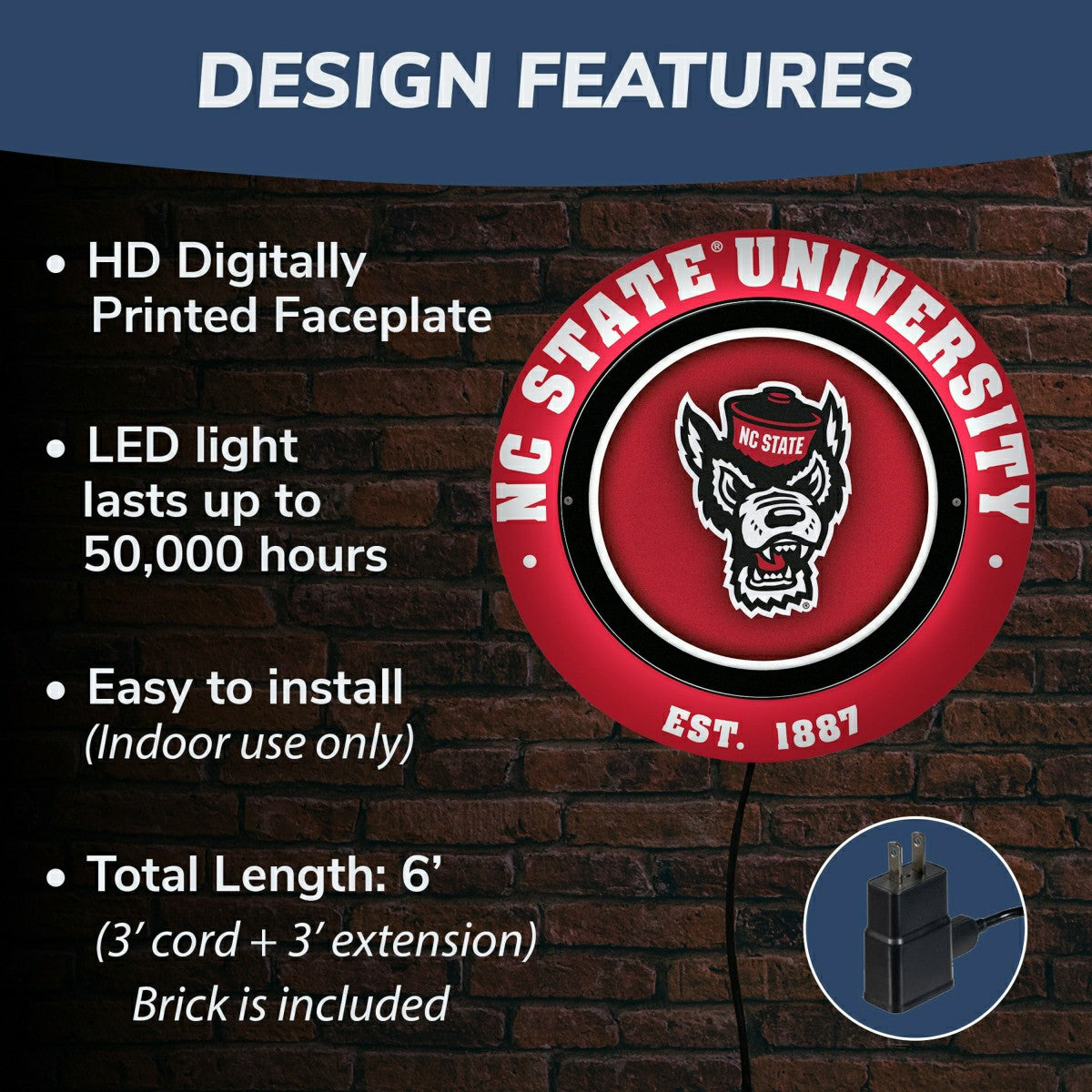 North Carolina State University, Metal Lite, Round - Collegiate